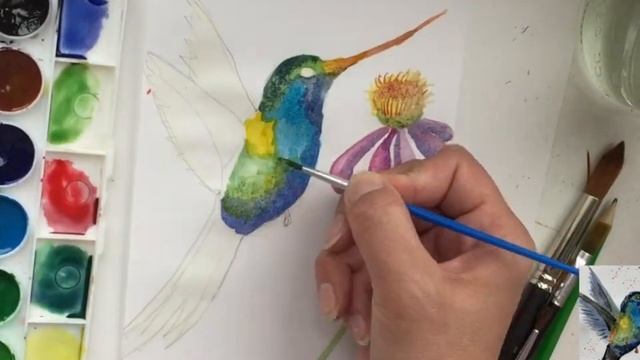Рисуем колибри акварелью смотреть онлайн