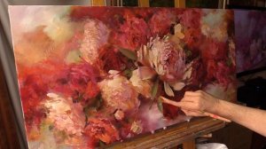 Татьяне. Пионы. Живопись маслом Alla Prima. Process of creating oil painting from Oleg Buiko.