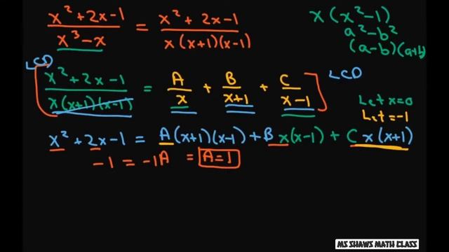 Evaluate the Integral (x^2 +2x -1)/(x^3 - x) dx Partial Fraction Decomposition. Ex10 смотреть онлайн
