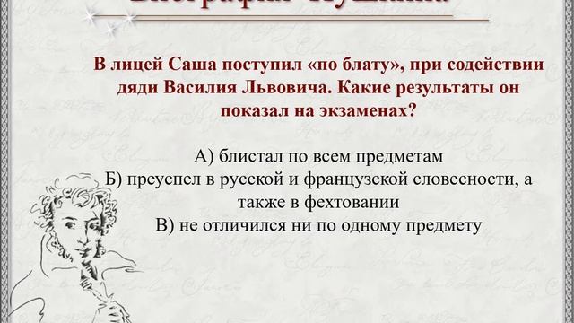 Викторина Что ты знаешь о Пушкине