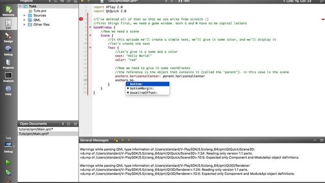 Qt creator/V-play tutorial for beginners "Hello World" смотреть онлайн