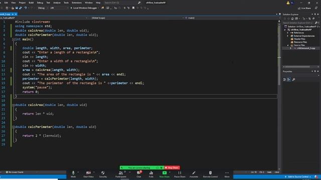 C++ , void function, void function calcAreaPerimeter to pass the value area and perimeter to mai смотреть онлайн