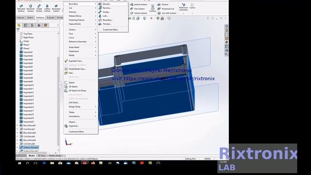 Tutorial designing viper smps v1.0 casing with surface extrude combine move solidworks part 5 смотреть онлайн