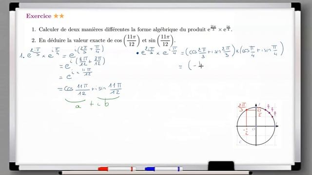 Calculer la valeur exacte de cos (11pi/12) et de sin(11pi/12) смотреть онлайн