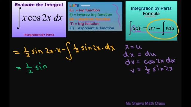 Evaluate the Integral (x cos 2x) dx. Integration by Parts смотреть онлайн
