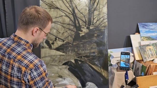 Продолжение работы над живописной работой. Техника нанесения имприматуры. смотреть онлайн