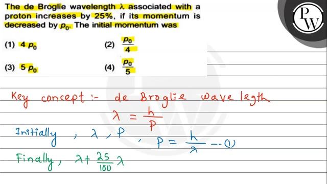 The de Broglie wavelength \( \lambda \) associated with a proton in... смотреть онлайн
