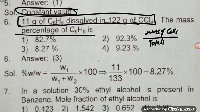 11 gram of C6H6 dissolved in 122 gram of CCL4 the mass percentage of C6H6 is смотреть онлайн