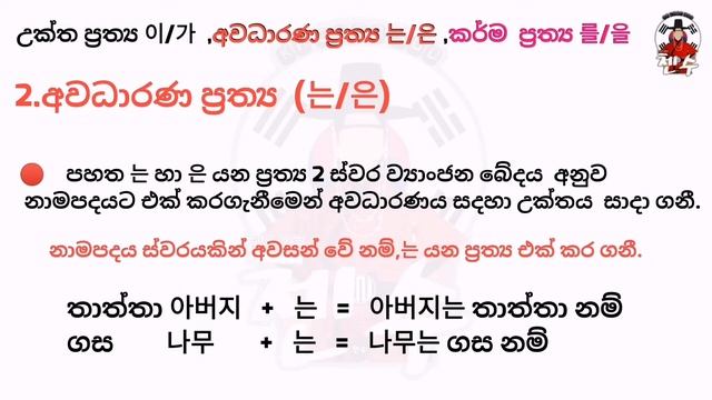 grammar | ව්යාකරණ | 문법 (이/가, 는/은, 를/을) lesson 05 смотреть онлайн