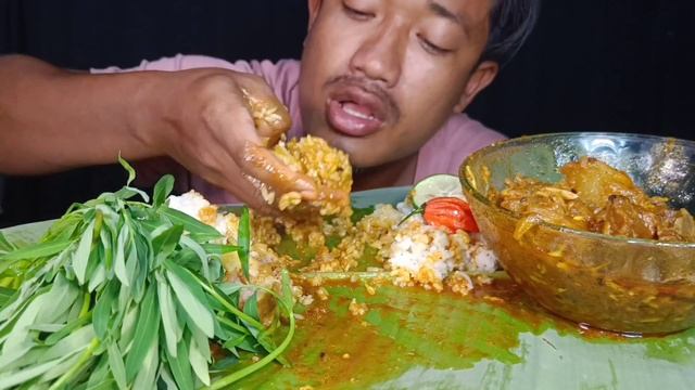 Mukbang Healthy Green Leafs With Masala Mutton🤤🤤🌶️🌶️