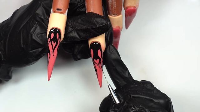 Heart Flames Nail Tutorial | Beginner Friendly | Long Stiletto Acrylic Nails смотреть онлайн