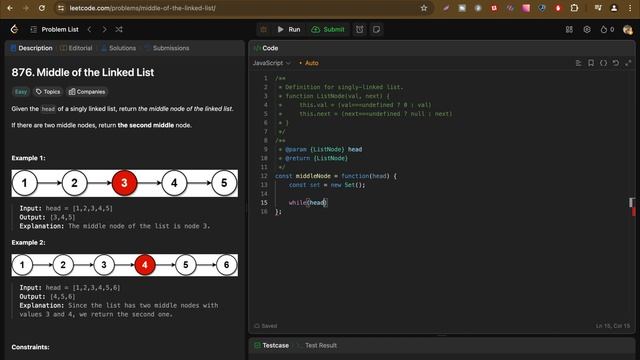 Middle of the Linked List | JavaScript | LeetСode смотреть онлайн