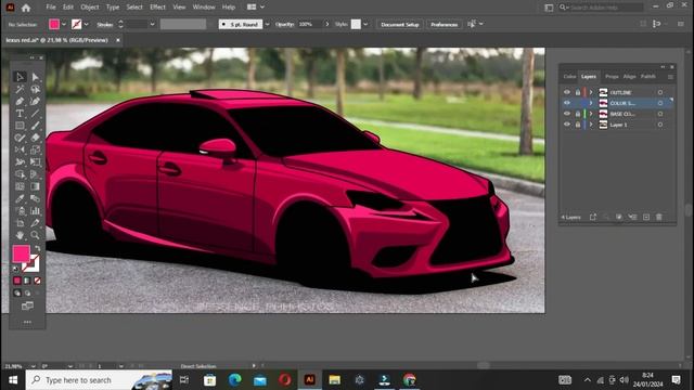 LEXUS CAR VECTOR ADOBE ILLUSTRATOR TUTORIAL смотреть онлайн