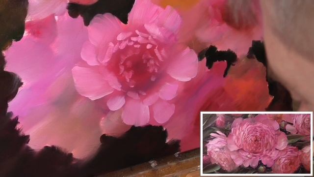 Как написать пионы. Живопись маслом. смотреть онлайн