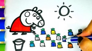 Свинка Пеппа Мультик Раскраска для Детей | Пеппа Сажает Морковку | Учим цвета | Раскрашка ТВ