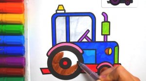 ระบายสี - แทรคเตอร์ , เค้ก , ดวงอาทิตย์ - สมุดระบายสี | Раскраска - Трактор, Торт, Солнце