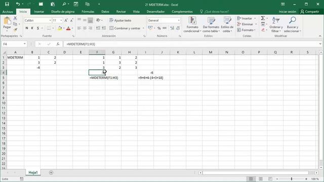 21 funcion excel matematica: MDETERM (Calcular determinante de matriz) смотреть онлайн