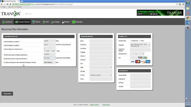 Recurring Billing Demo - TRANSAX Gateway смотреть онлайн