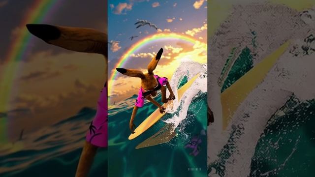Cool Surfing Bunny at Sunset Tropical Vibes смотреть онлайн