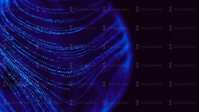 Spinning Sphere Blue Particle Flow Seamless Loop 4k. Color Neon Gradient Dynamic Liquid. Blue Neon