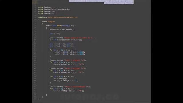 arrays – visualStudio c# (intercambio vector forma invertida) смотреть онлайн