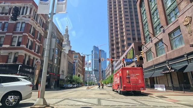 Ohio Driving Tour, USA: Downtown Cleveland - 4K