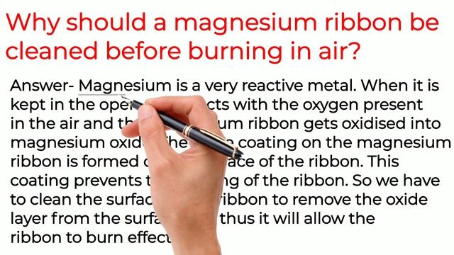 Why should a magnesium ribbon be cleaned before burning in air ? смотреть онлайн