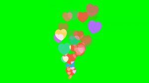 Футаж для видео монтажа Фонтан Разноцветные сердца Зеленый фон Хромакей hd
