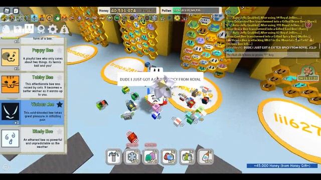 I GOT A *GIFTED SPICY BEE* FROM A ROYAL JELLY!!!!!!!!! (Bee swarm sim) смотреть онлайн
