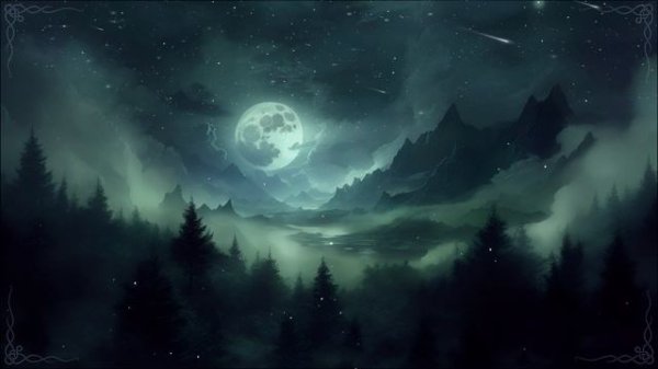 Emerald full moon mist-Magical Ambiance and music. Fantasy calm soundscape