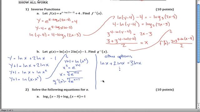 Logs: Inverse functions and equations Quiz смотреть онлайн