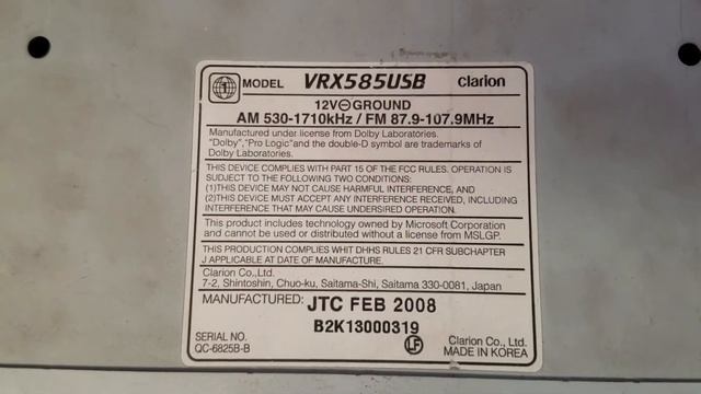 Prueba De Audio Clarion VRX585USB