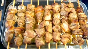 Сочный Шашлык на Шпажках в Духовке. Пюре с Подливкой. шашлык в духовке