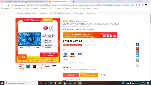 📺 ¡Oferta Aliexpress! Televisor LG 55UM7400PLB de 55″ barato 369€ ¡25% DTO! Opinión | Descuento 📺 смотреть онлайн