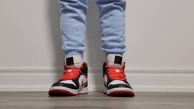 Air Jordan 1 Mid Black Gym Red 554724-122 смотреть онлайн