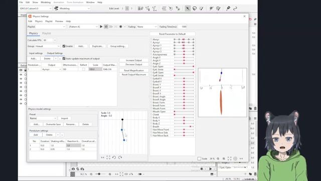 Параметры и настройки физики в Live2D Cubism