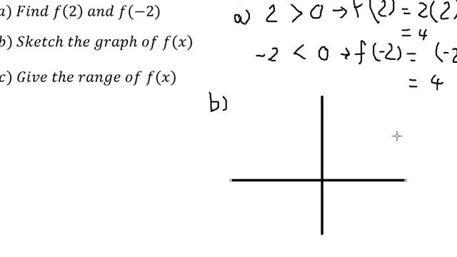 Calculus: Given function f is defined by f(x)={(2x,x ≫ 0 x^2,x≤0). Find f(2), f(-2), Sketch, Range смотреть онлайн