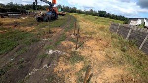 бурение  под сваи ,заливка миксером, строительство бескаркасного ангара(вторая часть) второй день