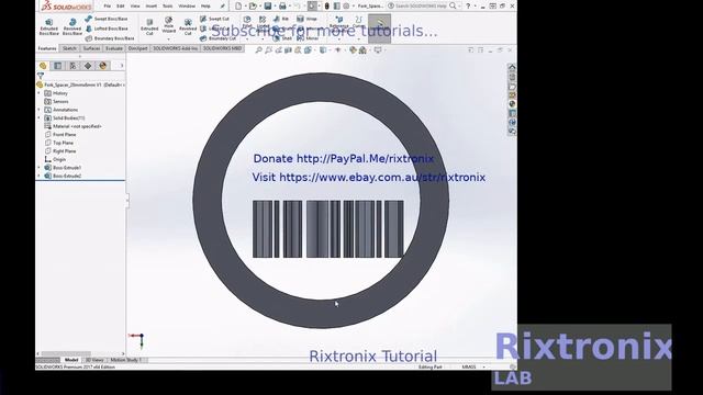 Tutorial creating bike fork spacer 28mm x 8mm sketch move copy combine boss extrude solidwo смотреть онлайн