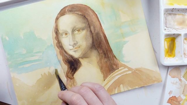 Painting the Mona Lisa in Watercolor - Time-Lapse смотреть онлайн
