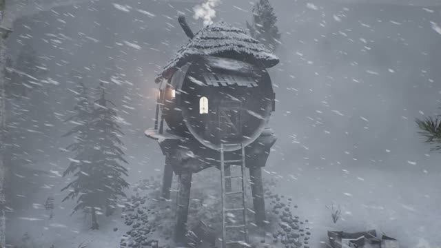 СИЛЬНАЯ МЕТЕЛЬ обрушивается на Одинокую бревенчатую хижину. Морозный ветер успокаивает смотреть онлайн