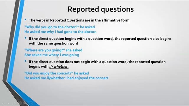 Reported Speech - Questions, Imperatives Lesson 7.5 - Stela Kamberi