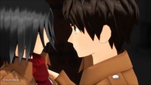 MMD SNK «Kiss Scene» - Eren x Mikasa - Attack On Titan - Eremika animation AOT meme
