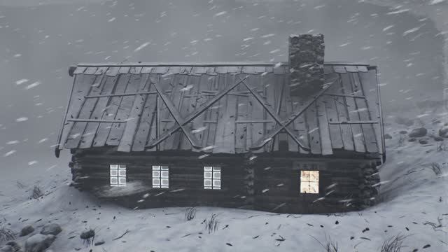 Страшный холод, воющая метель на замерзшей арктической станции для ночлега. Уютная зимняя хижина смотреть онлайн