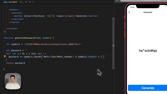 Мобильное приложение "Генератор паролей" в 42 строчки на JavaScript смотреть онлайн
