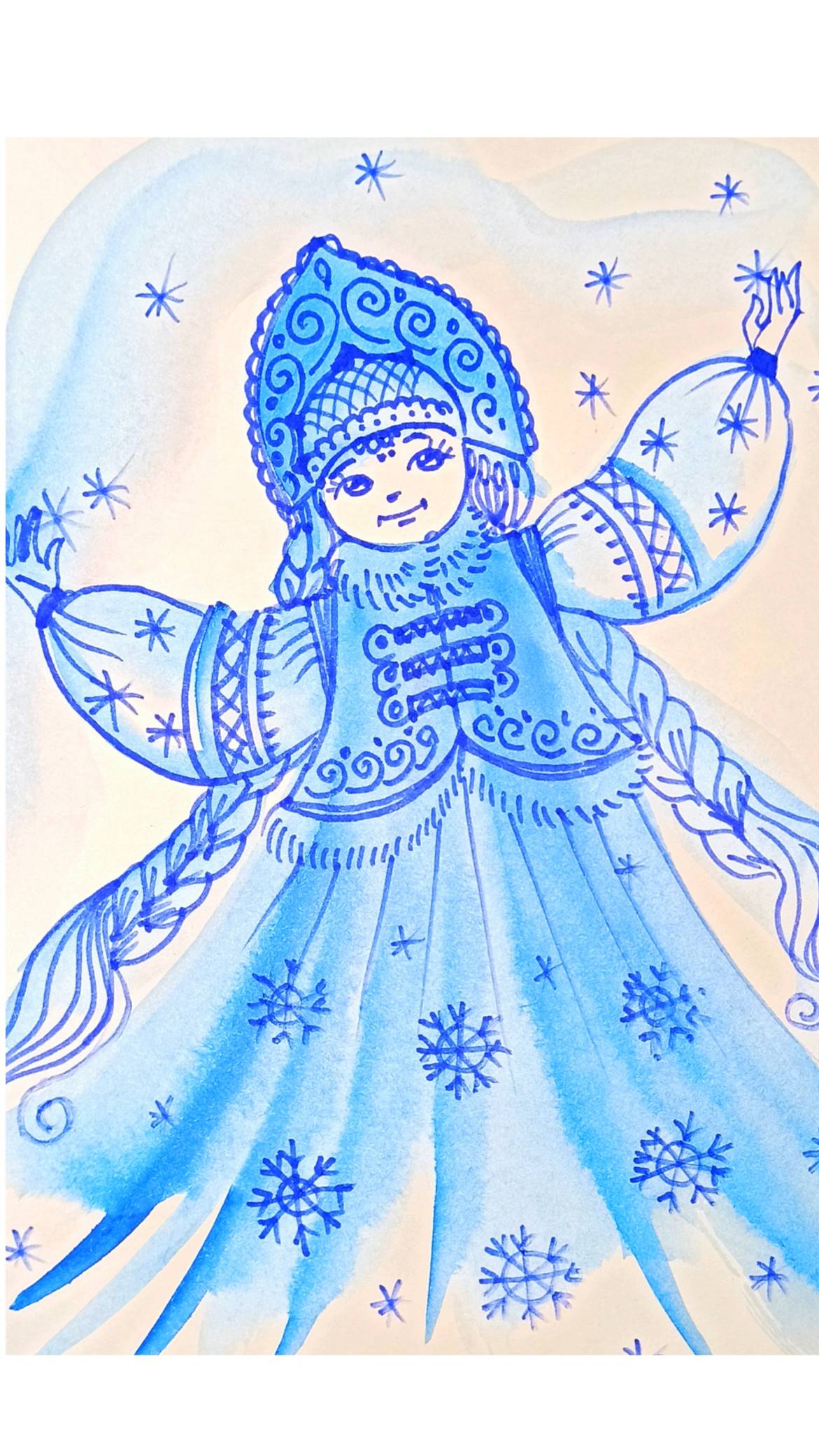 Метелица. Рисунок маркерами и акварелью. смотреть онлайн