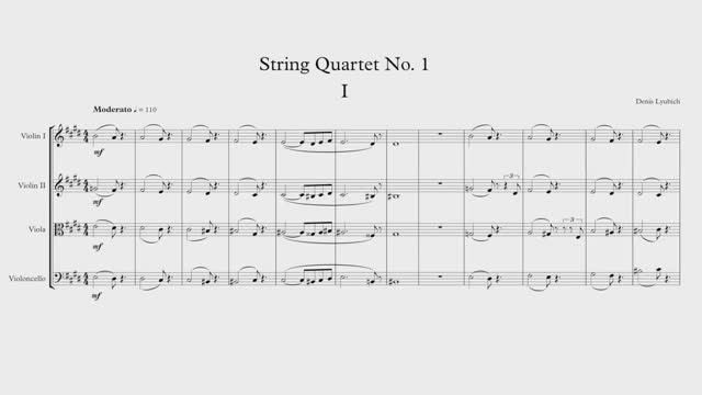 Денис Любич - Струнный квартет №1 (Ноты, Полная Партитура)