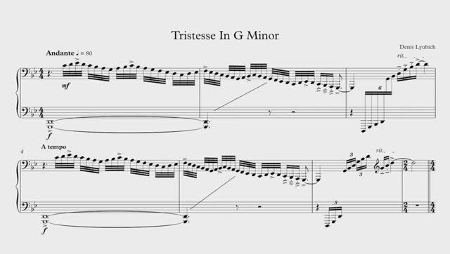 Denis Lyubich - Tristesse In G Minor (Авторская Фортепианная Композиция, Ноты)