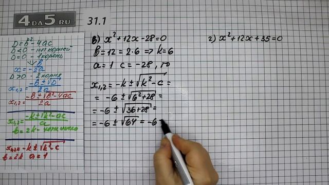 Упражнение № 31.01 (Вариант В.Г.) – ГДЗ Алгебра 8 класс Мордкович А.Г. смотреть онлайн