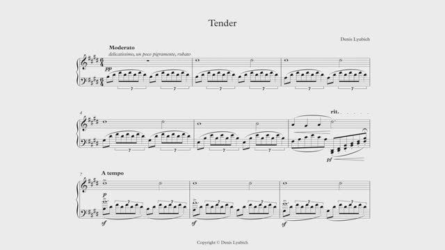 Денис Любич - Tender/Нежность (Авторская Фортепианная Композиция, Ноты)